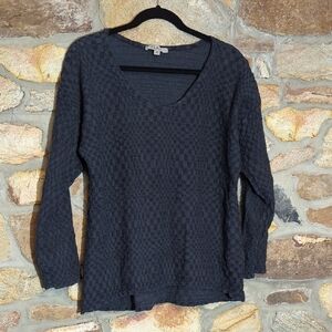 FLAX Textured Linen Black Top